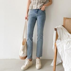 여성 긴바지/여자 히든 밴딩 데님 날씬핏 노수선 슬림 일자 청바지