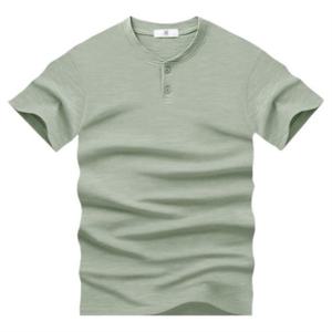 남성 반소매/남성용 플린핏 헨리넥 기본 무지 반팔 티셔츠