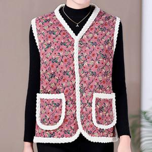 가볍고 따뜻한 촌캉스 할머니 김장 조끼 꽃무늬 방한 누빔 엄마 선물 강아지옷 애견 겨울