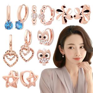 14K 골드핀 이어링 큐빅 진주 원터치링 귀걸이 균일가 로즈골드 금침 이어링 택1