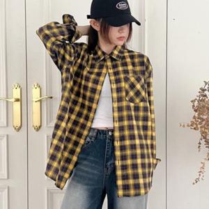 여성 셔츠(남방)/여자 여성 클럽 체크 남방 오버핏 셔츠