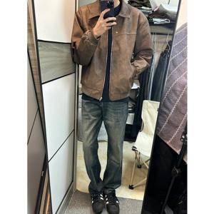 KNMAT가을 스타일리쉬하고 멋스러운 남자 코트 남자 캐주얼 하이넥 가죽 재킷