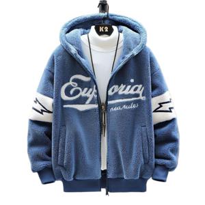 남자 양털 뽀글이 후드 집업 자켓 루즈핏 기모 점퍼