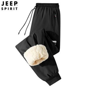 JEEP SPIRIT 남자 기모 체육 바지 방한 겨울 기모 코튼 팬츠