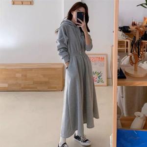 원피스 여성가을원피스 여성원피스 허리 밴딩 후드 롱원피스