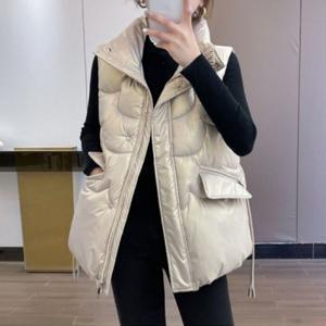 여성 홈쇼핑 이월상품 겨울 유광 오버핏 빅사이즈 심플 고급 경량 베스트 패딩 조끼