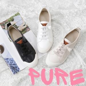 메르젠느 메쉬 밴딩 매듭없는 여성 여름 펀칭 퓨어 스니커즈