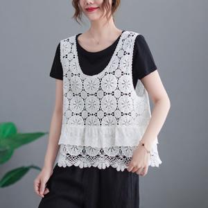 CHRRY 여성 레이스 민소매 뷔스티에 여름니트 베스트