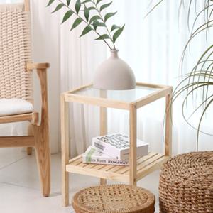 인테리어 강화유리 원목 침대 협탁 쇼파 거실 틈새 미니 사이드 탁자 테이블