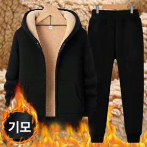 후드 집겁 기모 자켓 트레이닝 아우터 코트 빅사이즈 밴딩 팬츠 긴바지 가을 겨울 상하의