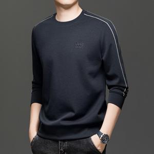 JEEP SPIRIT 남성 긴팔 티셔츠 라운드넥 풀오버 봄 가을 루즈한 자수로고 맨투맨