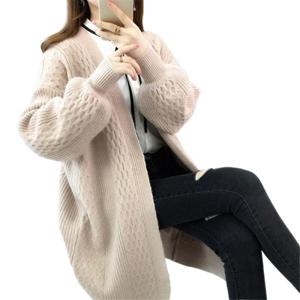 미디엄 롱 니트 카디건 여성 가을 겨울 두꺼운 겉옷 여성br신상 루즈한 숄 스웨터 상의 외투