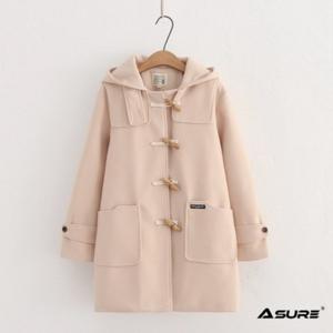 여자 가을 겨울 루즈핏 빈티지 후드 모직 떡볶이 코트