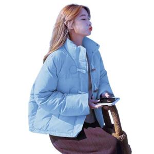 소뿔 단추 면복 여자 신상 겨울 작은 키 칼라 면저고리 헐렁헐렁 두꺼운 면옷 짧은 외투