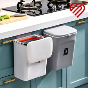주방 오픈형 슬라이드 걸이식 쓰레기통 싱크대휴지통 9L 프리미엄