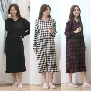 피치기모 플리츠 홈웨어원피스 원피스잠옷 파자마 빅사이즈 임산부 실내복