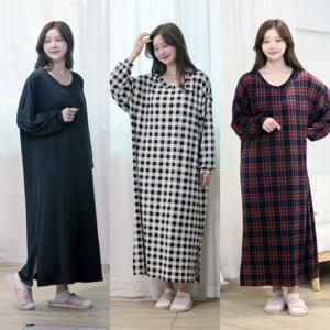 피치기모 롱 오버핏 홈웨어원피스 원피스잠옷 빅사이즈 파자마 실내복