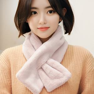 1+1 여성 미니 퍼 머플러 겨울 방한 털 쁘띠 목도리 1+1행사 중