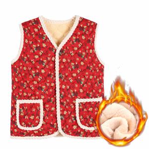 융털조끼 겨울 할머니 어머니 김장 촌캉스 꽃무늬 베스트 조끼 선물