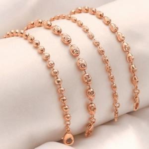 14K GP 로즈골드 컷팅 볼 체인 고급 패션 팔찌/ 볼드 라운드 볼 디자인 택 1