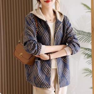 봄가을 엄마 코트 캐주얼 상의 후드집업 쇼트 자켓 여성 코트