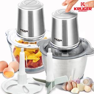 유리 + 스텐볼 2L 대용량 멀티 전동 다지기 초퍼 야채 고기 마늘 양념 분쇄기 거품기 박피기 쵸퍼 믹서기