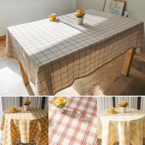린넨 테이블보 자수 식탁보 체크 플라워 식탁커버 2인 4인 6인용 사각형 원형 테이블커버 자체제작 국산품