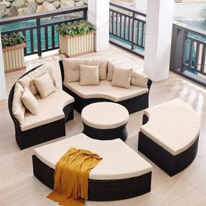 RC100-112 라탄 원형소파베드세트 리조트소파 야외라탄소파 팬션-직경 2미터