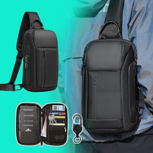 트래블라라 여행용 슬링백 도난방지 옆으로매는 방검 가방 남자 체스트백 크로스백 휴대용 샤워보틀 증정