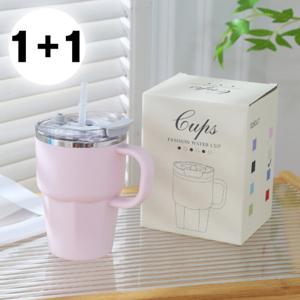 1+1 색상다양 스텐 머그잔 빨대 텀블러 600ml 맥주컵 보냉컵 보온컵 (8color)