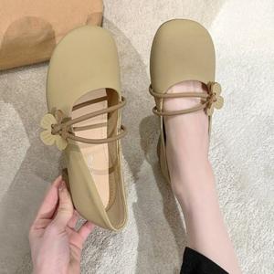 여성 귀여운 키높이 구두 플라워 스트랩 단화