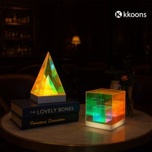 꾼스 예쁜 큐브 피라미드 오로라 무드등 조명 충전식 터치 리모컨 무드등 오늘 주문시 당일배송
