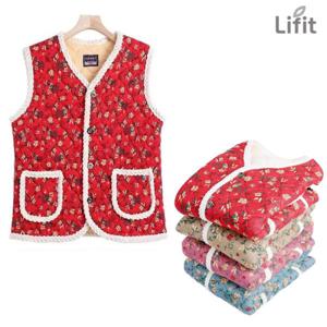 촌캉스 플라워 기모 조끼 2P 가족 모임 캠핑 여행 엄마 김장 집콕 보온 한파 레트로 커플 연인 친구