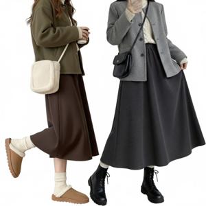 겨울 여성 코듀로이 기모 롱치마 여자 골덴 롱스커트 스판 A라인 치마