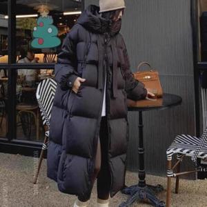 여성 롱패딩 두꺼운 겨울 루즈핏 다운 재킷 경량 점퍼 후드 집업 지퍼2개