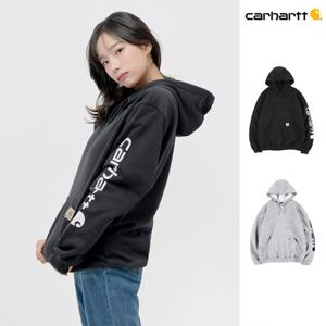 칼하트 남녀공용 기모 소매로고 후드티 오버핏 K288