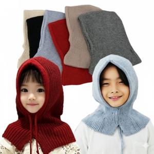 1+1 아동용 니트 바라클라바 넥워머 후드 발열 방한 모자 어린이 키즈 유아 초등 학생 학교 학원