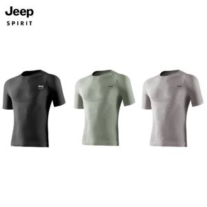 JEEP SPIRIT 지프 남성 피트니스 스포츠 바이크 반팔 통기성 스키니 반팔 티셔츠