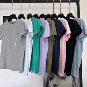 폴 로 랄 프 로 렌 여름 순면 자수 라운드 티셔츠 루즈핏 반팔