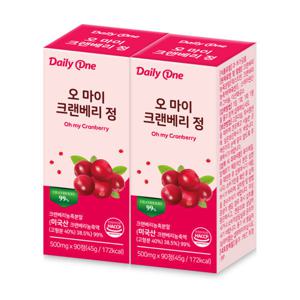데일리원 오 마이 크랜베리 정 요로건강 여성 영양제 500mg X 90정 2통