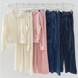 제니유 여성 벨벳 안감 기모 후드 트레이닝복 상하세트