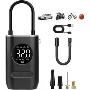 포스잇 무선 휴대용 에어펌프 자동차 오토바이 자전거 타이어 공기 주입기 웹캠커버 증정