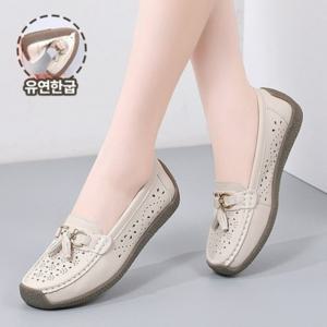 여성 발편한 통굽 펀칭 로퍼 플랫 단화