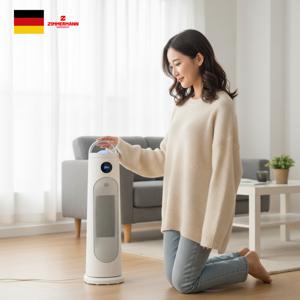 독일 짐머만 가정용 전기 온풍기 타워형 저소음 무드등 PTC 스탠드형 전기히터