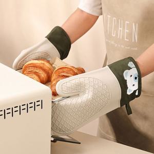 캐릭터 실리콘 주방 냄비 발열 코팅 오븐 장갑 2P
