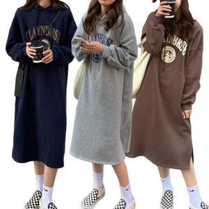 겨울원피스 긴팔 기모 여성 루즈핏 가을 빅사이즈 맨투맨 롱 원피스