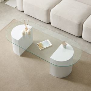 원목 강화유리 라운드 거실 소파테이블 1200 인테리어 좌식 투명 쇼파 탁자 테이블 좌탁