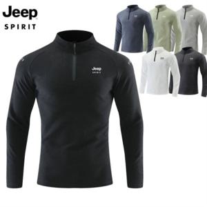 지프 JEEP SPIRIT 남성 긴팔 집업 티셔츠_프리미엄 스판 작업복 등산 아웃도어 빅사이즈 긴팔 집업티