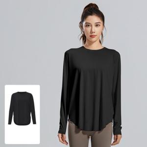 여성 루즈핏 요가 필라테스 트레이닝 긴팔티 요가복 상의