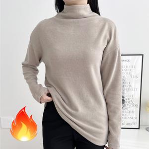 포근 베이직 여성 기모 터틀넥 반목 폴라 티셔츠 빅사이즈